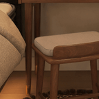 Elegant Rubberwood Makeup Table with Glass Storage Drawers