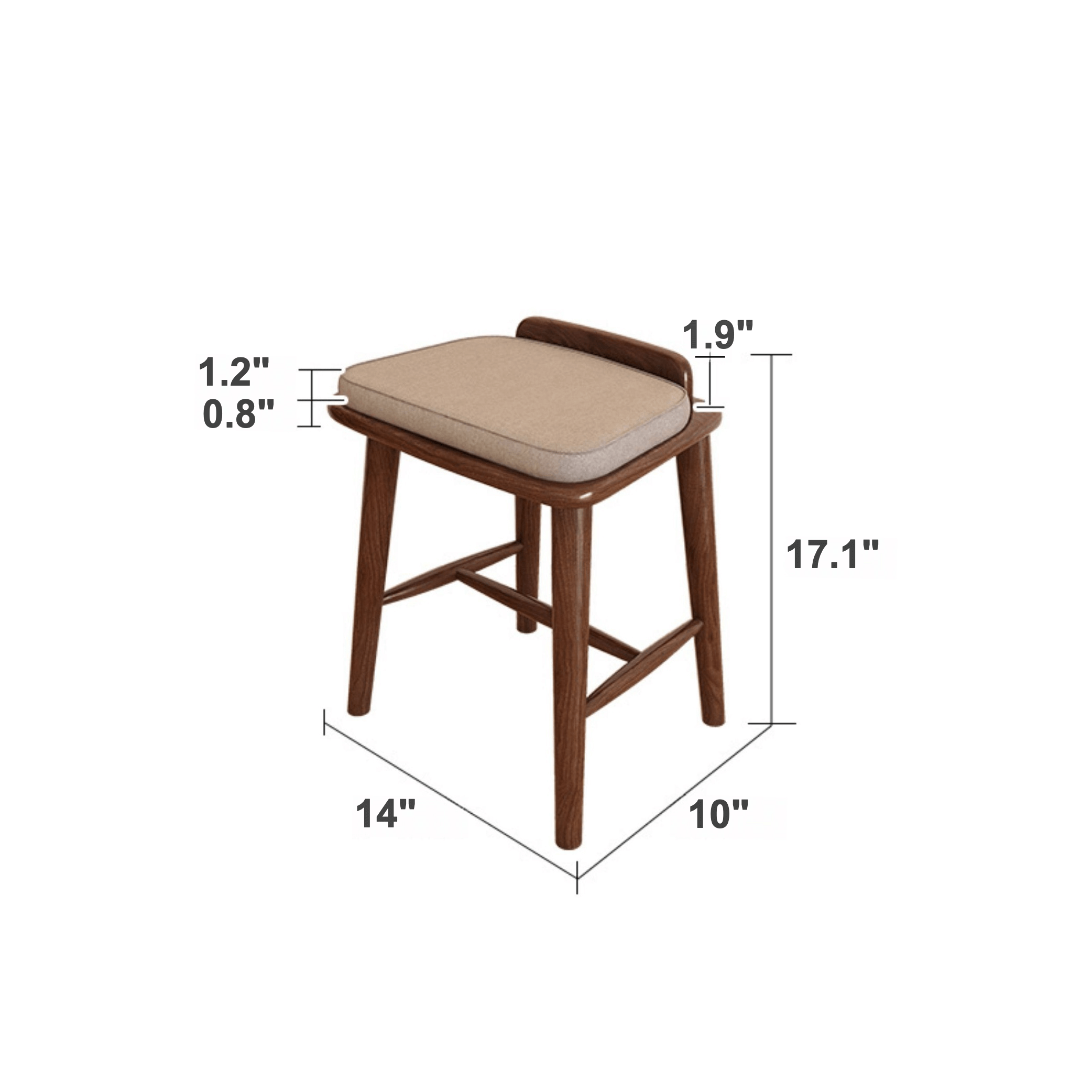 Elegant Rubberwood Makeup Table with Glass Storage Drawers Dimensions