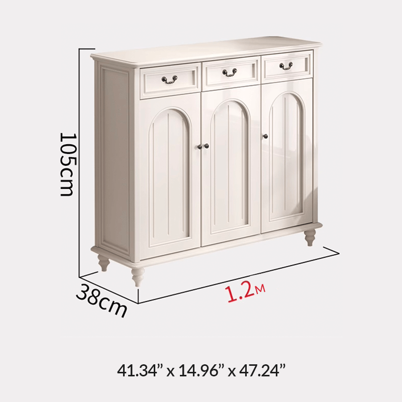 Elegant Solid Wood Shoe Cabinet With Arched Design
