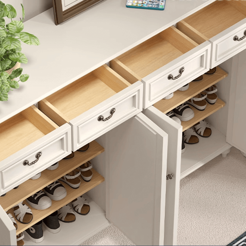 Elegant Solid Wood Shoe Cabinet With Arched Design