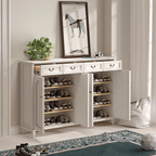 Elegant Solid Wood Shoe Cabinet With Arched Design