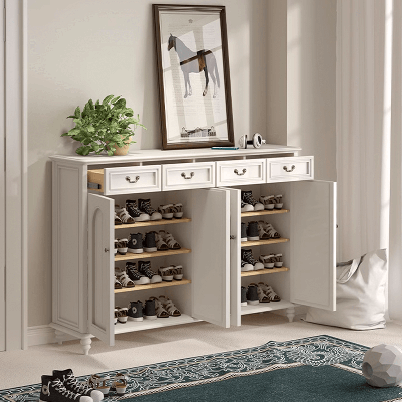 Elegant Solid Wood Shoe Cabinet With Arched Design