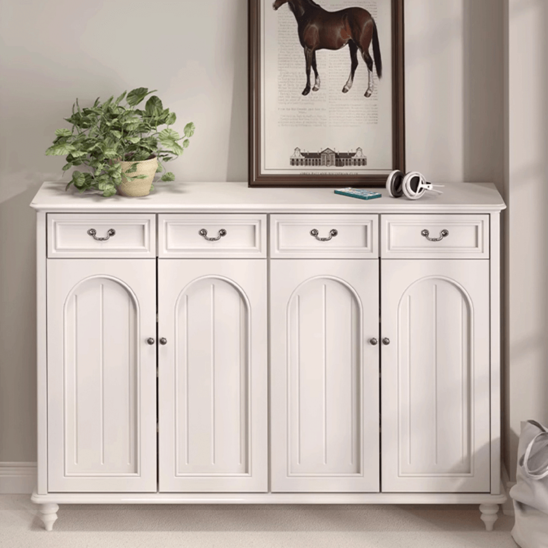 Elegant Solid Wood Shoe Cabinet With Arched Design Main Product Image