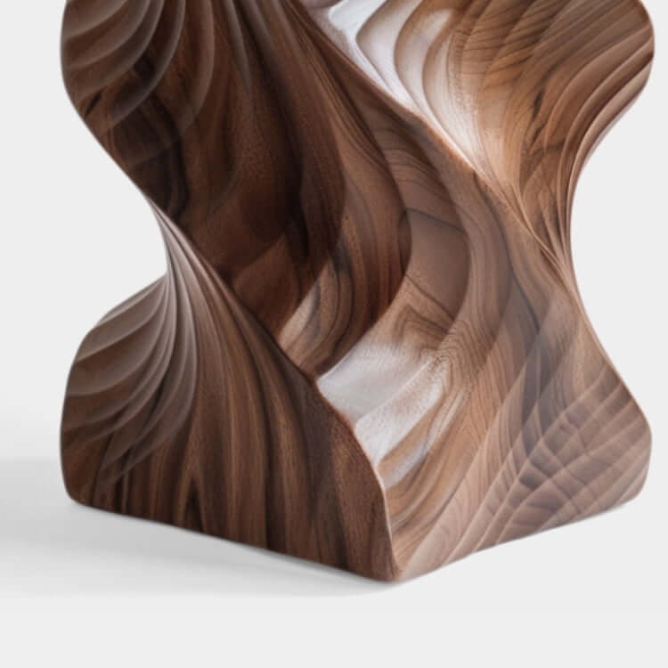 Elegant Solid Wood Side Table with Unique Spiral Design