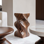 Elegant Solid Wood Side Table with Unique Spiral Design