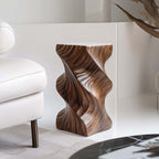 Elegant Solid Wood Side Table with Unique Spiral Design