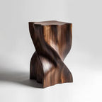 Elegant Solid Wood Stool with Natural Grain Finish