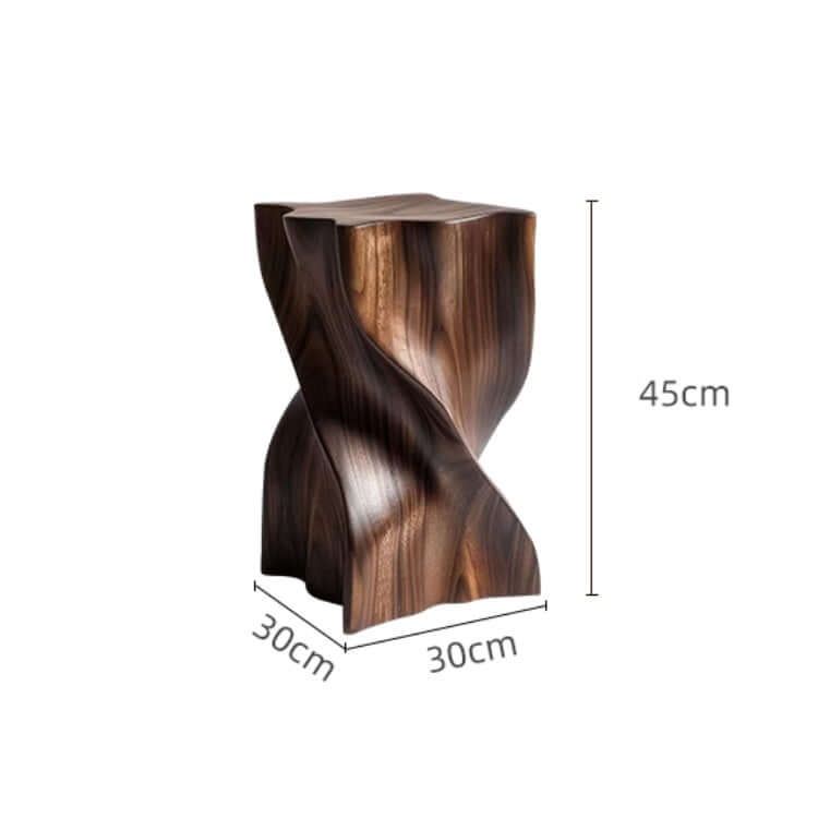 Elegant Solid Wood Stool with Natural Grain Finish Dimensions