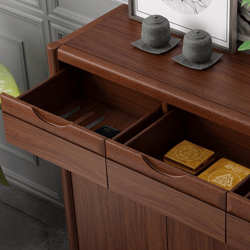 Elegant Walnut Shoe Storage Cabinet for Entryway