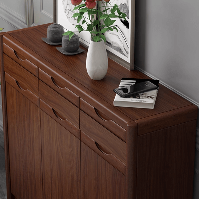 Elegant Walnut Shoe Storage Cabinet for Entryway