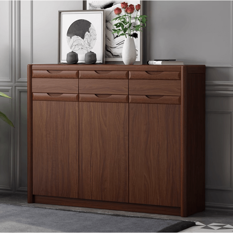 Elegant Walnut Shoe Storage Cabinet for Entryway – cocochairs