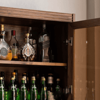 Elegant Walnut Wine Bar Cabinet with Ample Storage Space