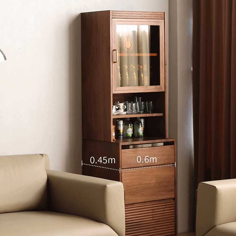Elegant Walnut Wine Bar Cabinet with Ample Storage Space