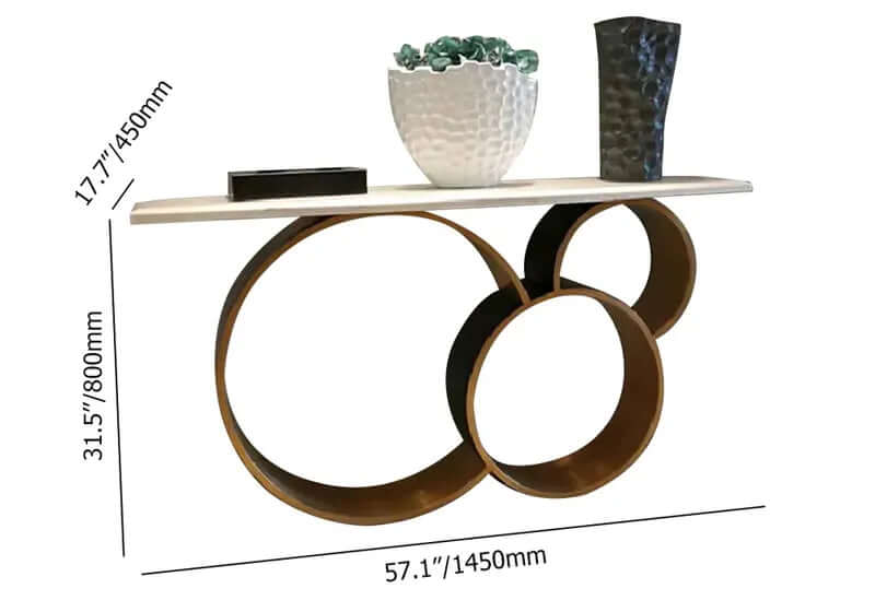 Elegant White & Gold Console Table with Stainless Base