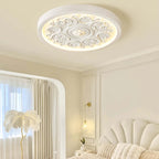 Elegant White Resin Dome Flush Mount Ceiling Light with 3D Carving