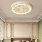 Elegant White Resin Dome Flush Mount Ceiling Light with 3D Carving