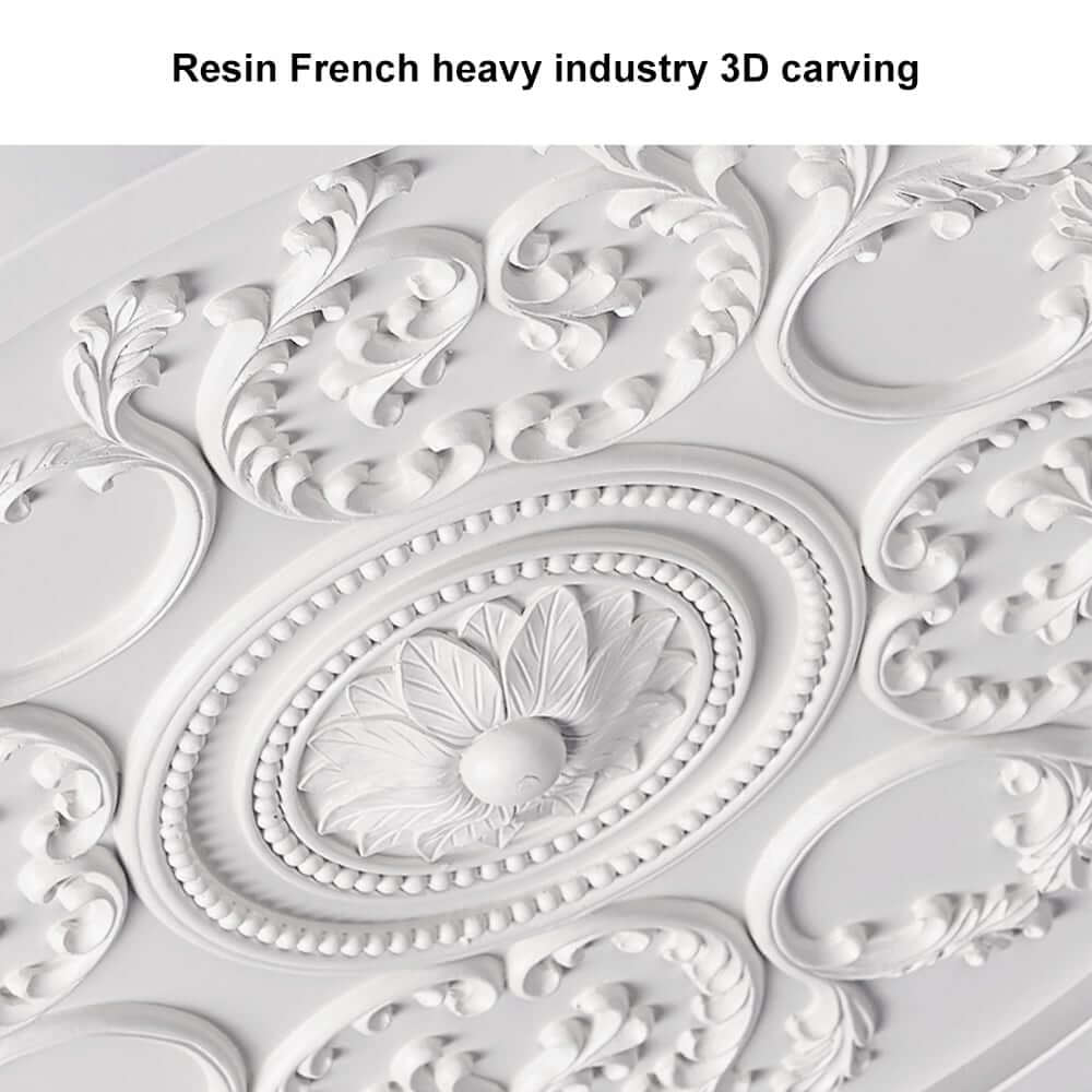 Elegant White Resin Dome Flush Mount Ceiling Light with 3D Carving