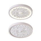 Elegant White Resin Dome Flush Mount Ceiling Light with 3D Carving