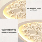 Elegant White Resin Dome Flush Mount Ceiling Light with 3D Carving