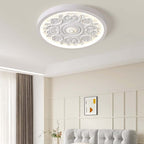 Elegant White Resin Dome Flush Mount Ceiling Light with 3D Carving Main Product Image