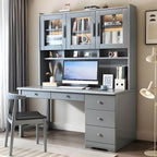 Elegant White Wood Writing Desk with Storage for Kids and Teens