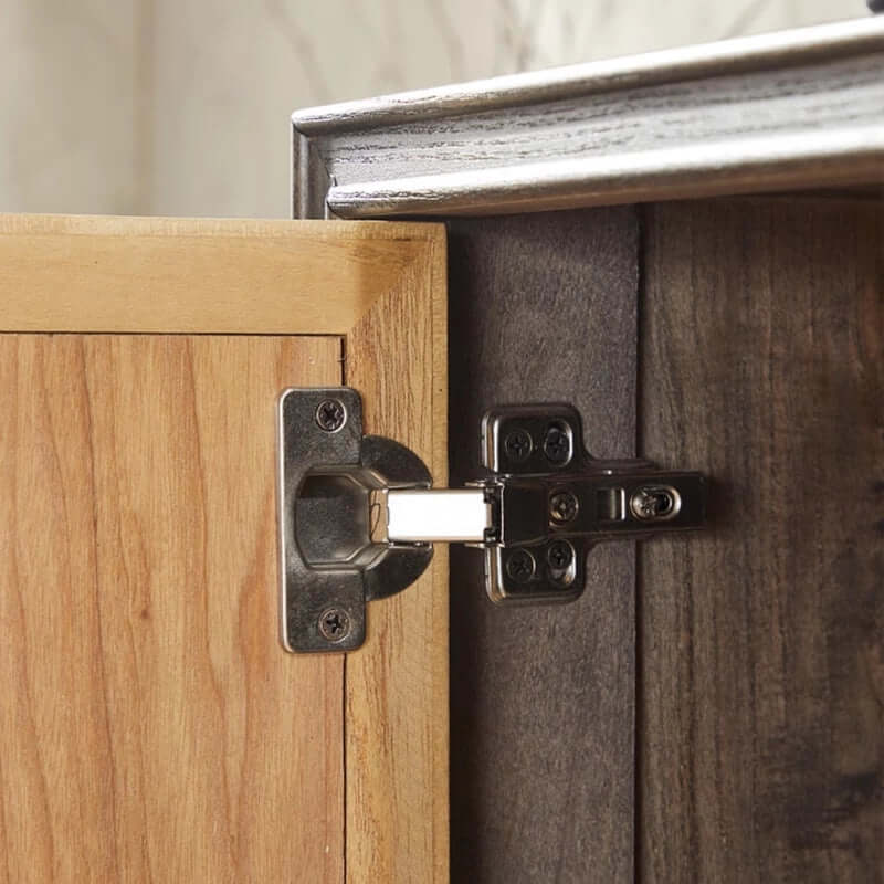 Elm Wood Sideboard with Black Iron Base and Rattan Fronts