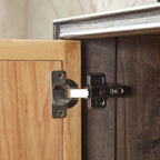 Elm Wood Sideboard with Black Iron Base and Rattan Fronts