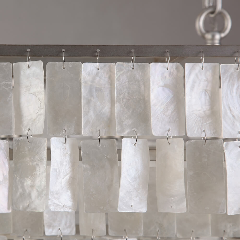 Elsa 3-Tier Mother Of Pearl Pendant Light in Brushed Nickel