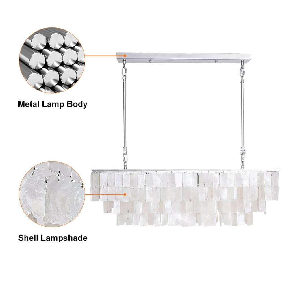 Elsa 3-Tier Mother Of Pearl Pendant Light in Brushed Nickel