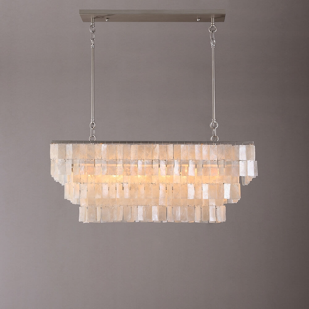 Elsa 3-Tier Mother Of Pearl Pendant Light in Brushed Nickel