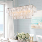 Elsa 3-Tier Mother Of Pearl Pendant Light in Brushed Nickel