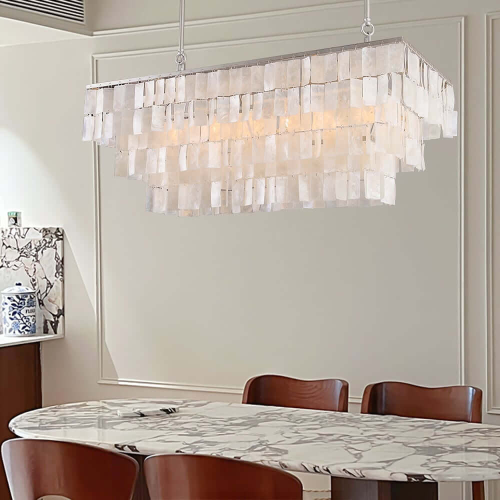 Elsa 3-Tier Mother Of Pearl Pendant Light in Brushed Nickel Main Product Image Hauptbild