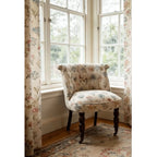 Embroidered Floral Accent Chair with Casters, Tufted Barrel Vanity Seat