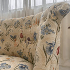 Embroidered Floral Accent Chair with Casters, Tufted Barrel Vanity Seat