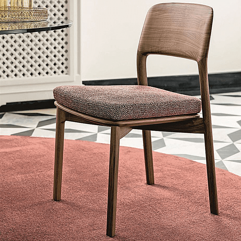 Emma Walnut Dining Chair - Rustic Wooden Frame