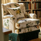 English Country Floral Sofa Series with Tassel Skirt, Ash Wood Frame