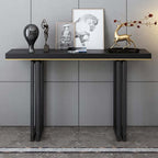 Entryway Narrow Console Table in Black Pine & Metal