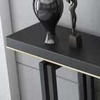 Entryway Narrow Console Table in Black Pine & Metal