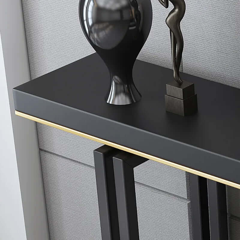 Entryway Narrow Console Table in Black Pine & Metal