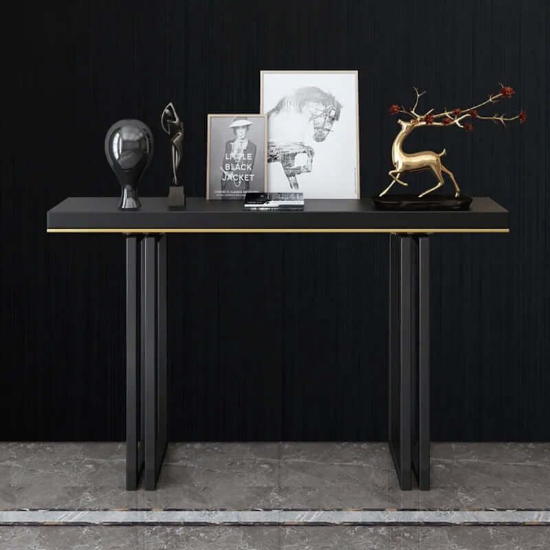 Entryway Narrow Console Table in Black Pine & Metal Main Product Image