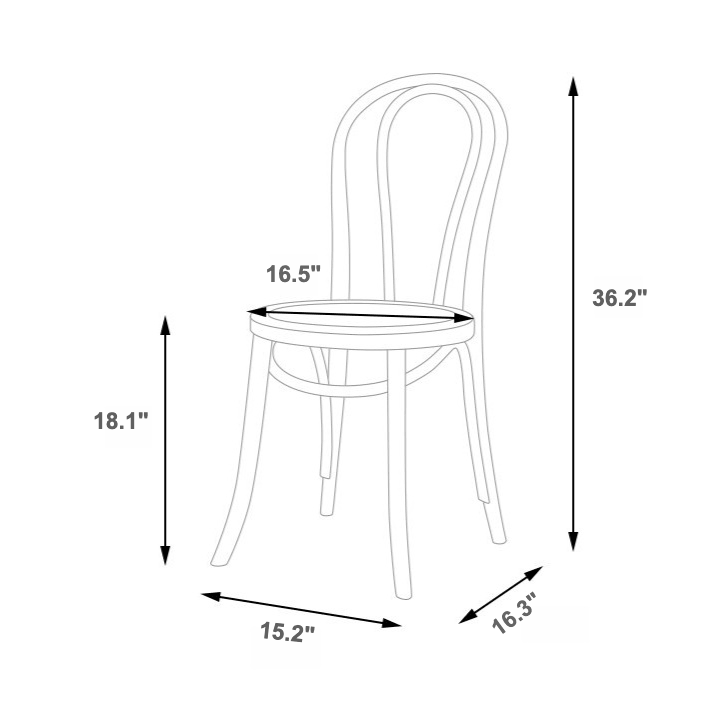 Ergonomic Bentwood Dining Chair with Sculptural Frame and Smooth Finish Dimensions