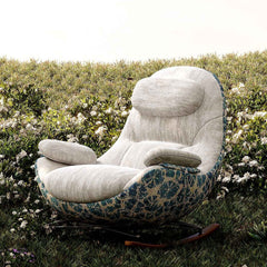 Ergonomic Chenille Rocking Chair with Memory Foam Support