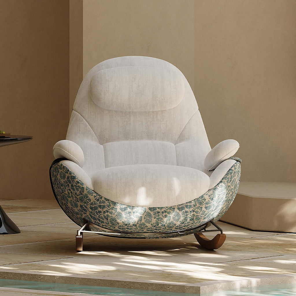 Ergonomic Chenille Rocking Chair with Memory Foam Support