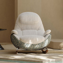 Ergonomic Chenille Rocking Chair with Memory Foam Support