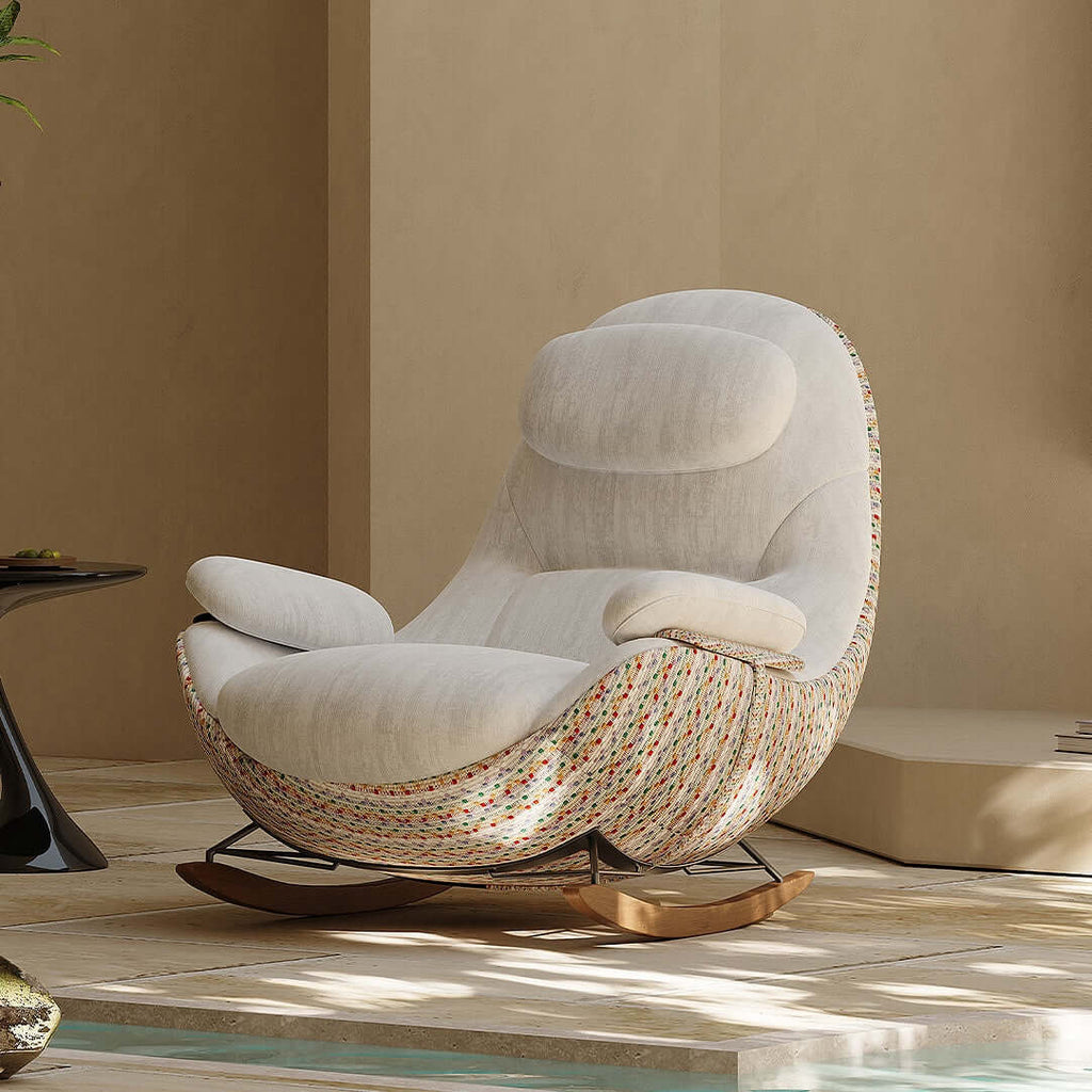 Ergonomic Chenille Rocking Chair with Memory Foam Support
