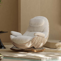 Ergonomic Chenille Rocking Chair with Memory Foam Support