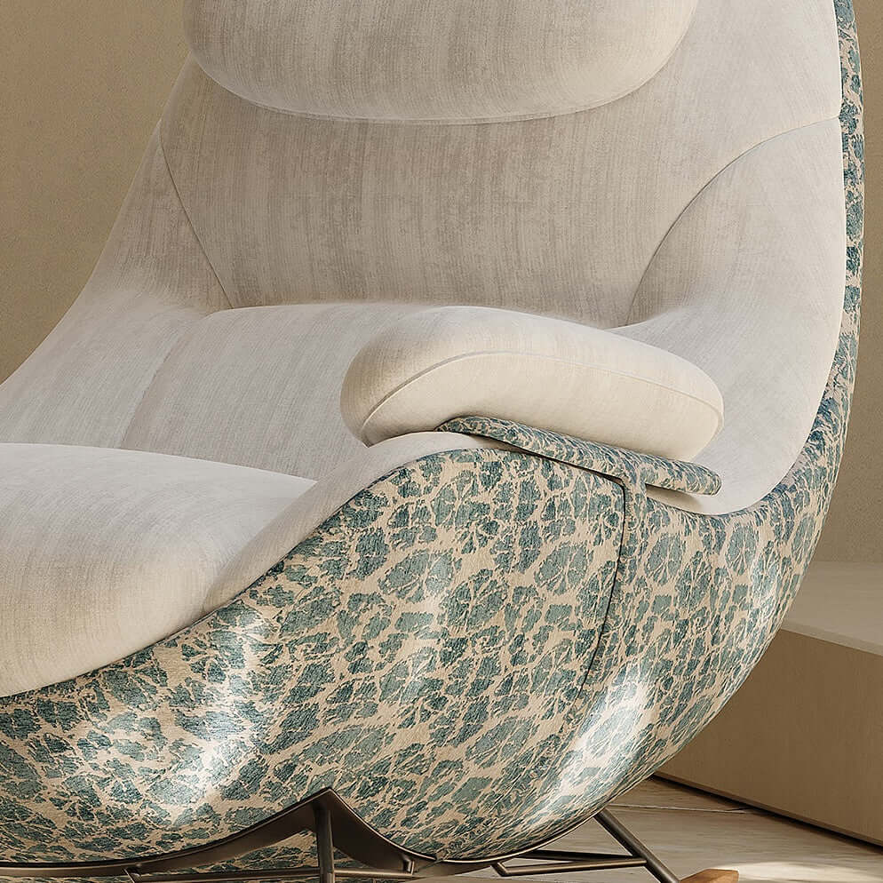 Ergonomic Chenille Rocking Chair with Memory Foam Support