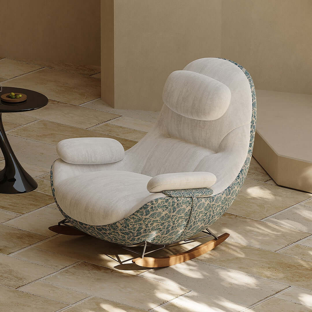 Ergonomic Chenille Rocking Chair with Memory Foam Support