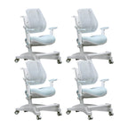 Ergonomic Grey Plastic Kids Chair with Adjustable Arms and Wheels