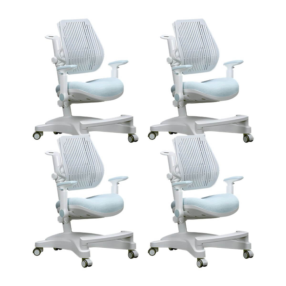 Ergonomic Grey Plastic Kids Chair with Adjustable Arms and Wheels